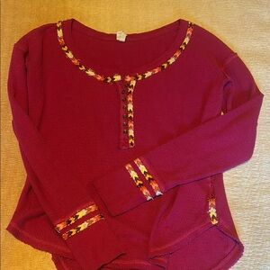 Free People Top with Patterned Trim